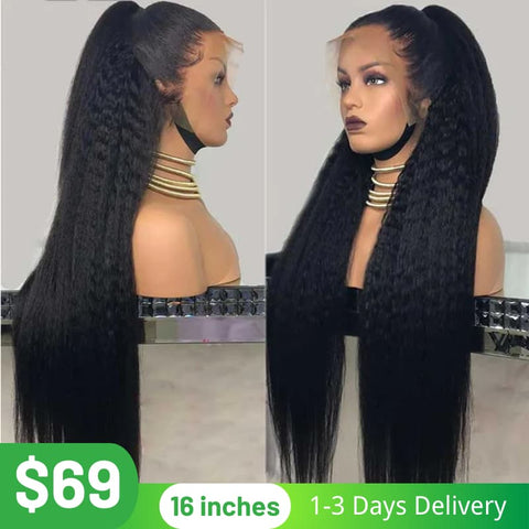 Under $100 | Up to 80% Off Flash Sale Yaki Straight 4C Kinky Edge Kinky Straight Lace Front Wig