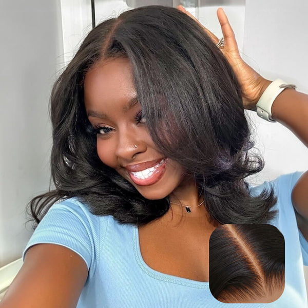 Klaiyi Yaki Straight Bob 13x4 Pre Everything Put On and Go Glueless Wig Pre-Cut Lace Wig Beginner Friendly