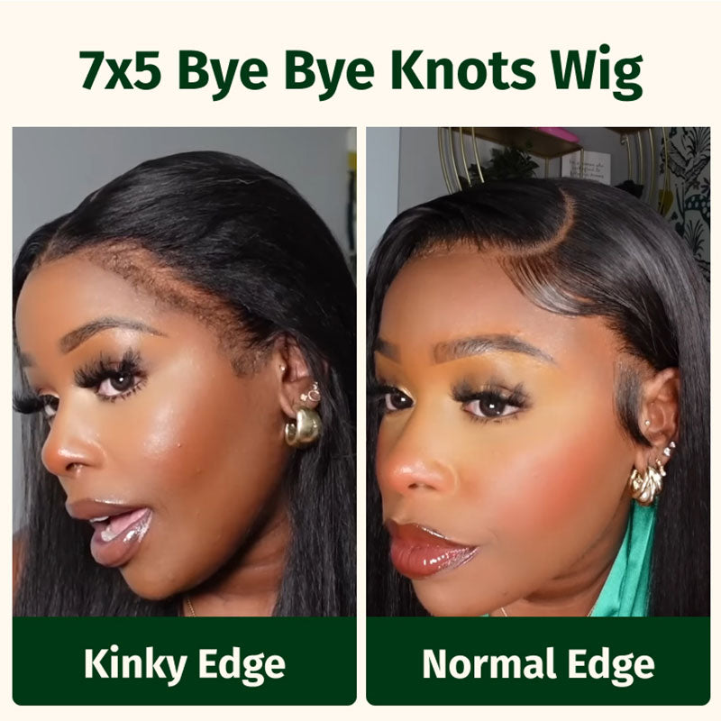 Extra 70% OFF | Klaiyi Yaki Straight Put On and Go Glueless Lace Wigs 7x5 Bye Bye Knots Pre-cut Human Hair Lace Wig Kinky Straight