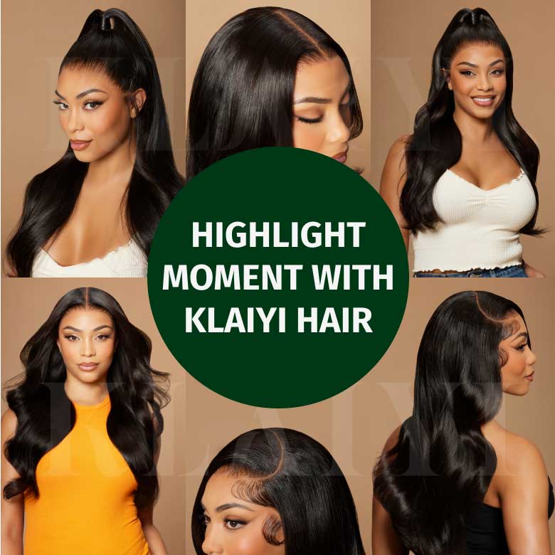 Klaiyi 13x4 Body Wave Pre-Everything™ Lace Frontal Wig Byebye Glue Lace Front Wigs with Invisible Knots