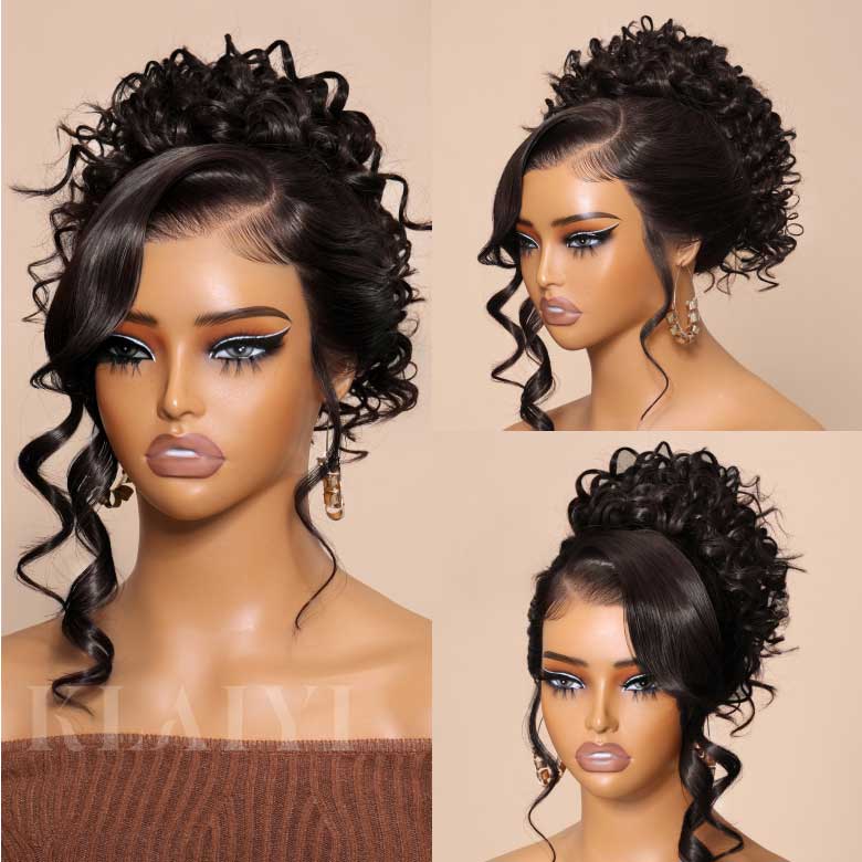 Klaiyi Body Wave Human Hair Wigs 13x4 Transparent Lace Front Wigs 180% Density Pre everything Wig