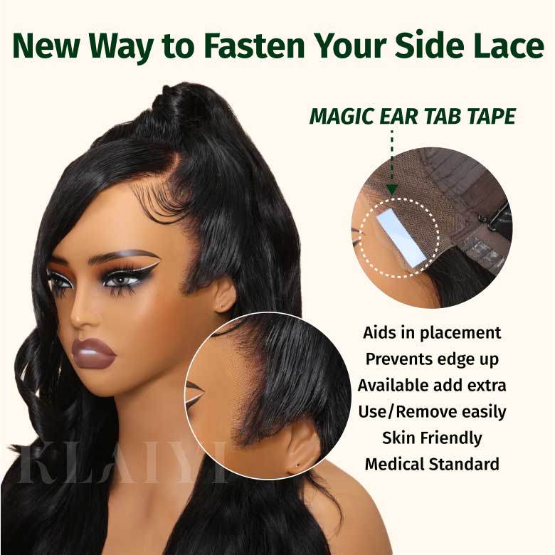 Klaiyi 13x4 Body Wave Pre-Everything™ Lace Frontal Wig Byebye Glue Lace Front Wigs with Invisible Knots