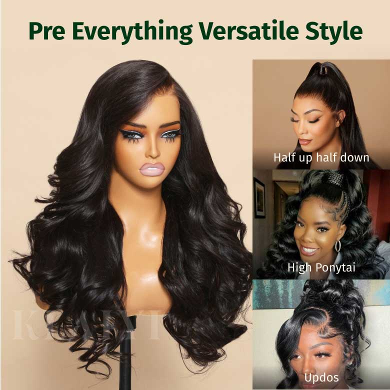 Klaiyi Body Wave Human Hair Wigs 13x4 Transparent Lace Front Wigs 180% Density Pre everything Wig