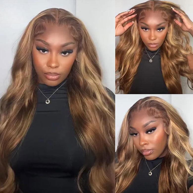 Extra 70% OFF |Klaiyi Ombre Highlight Blonde Body Wave 13x4 Pre-Everything Lace Frontal Wig