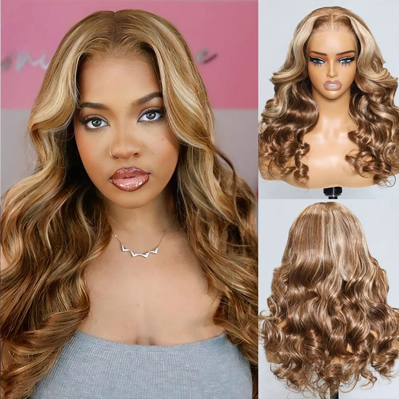 Extra 70% OFF |Klaiyi Ombre Highlight Blonde Body Wave 13x4 Pre-Everything Lace Frontal Wig