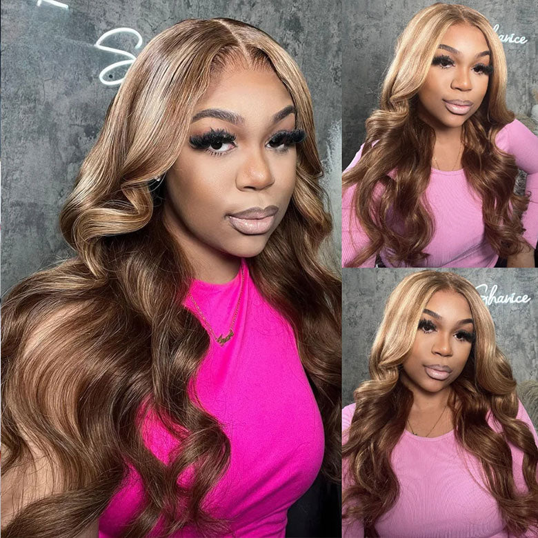 Extra 70% OFF |Klaiyi Ombre Highlight Blonde Body Wave 13x4 Pre-Everything Lace Frontal Wig