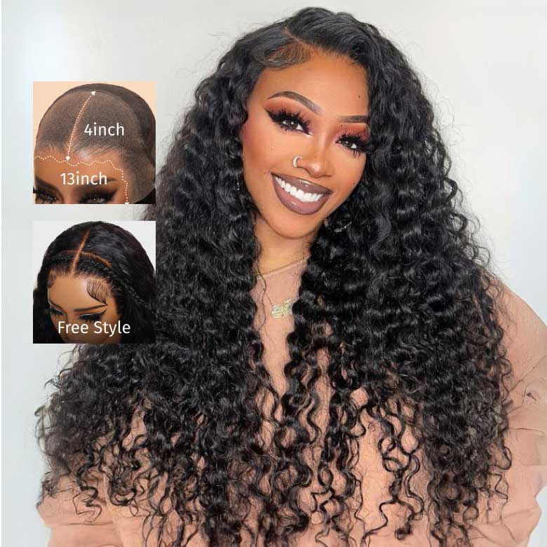 18"-26"|Klaiyi 7x5 Bye Bye Knots Pre-cut Lace Wig Water Wave Human Hair Wigs Flash Sale