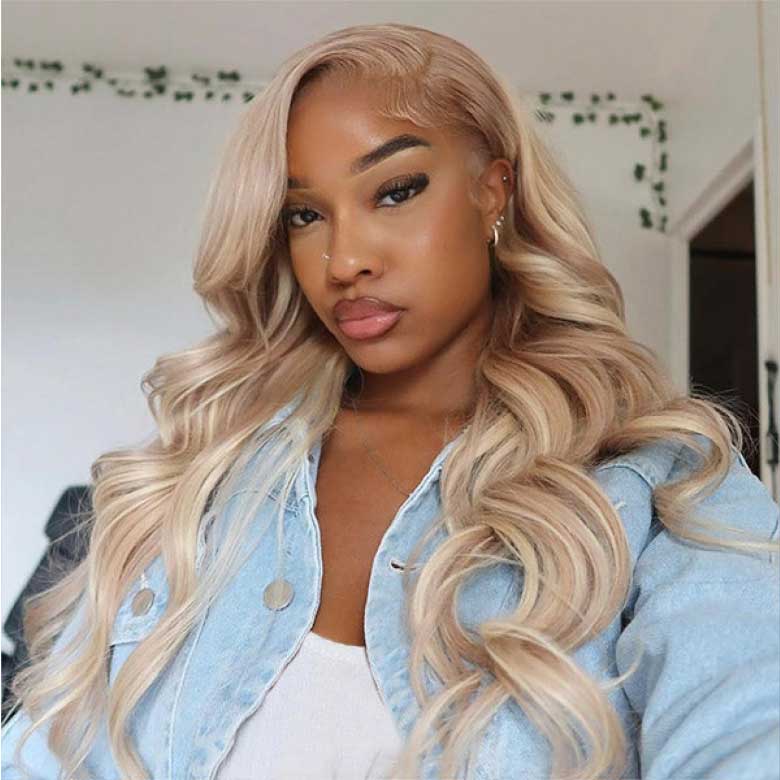 Extra 70% OFF |Klaiyi Ash Blonde Highlight 13x4 Pre-everything Put On and Go Glueless Lace Front Wig