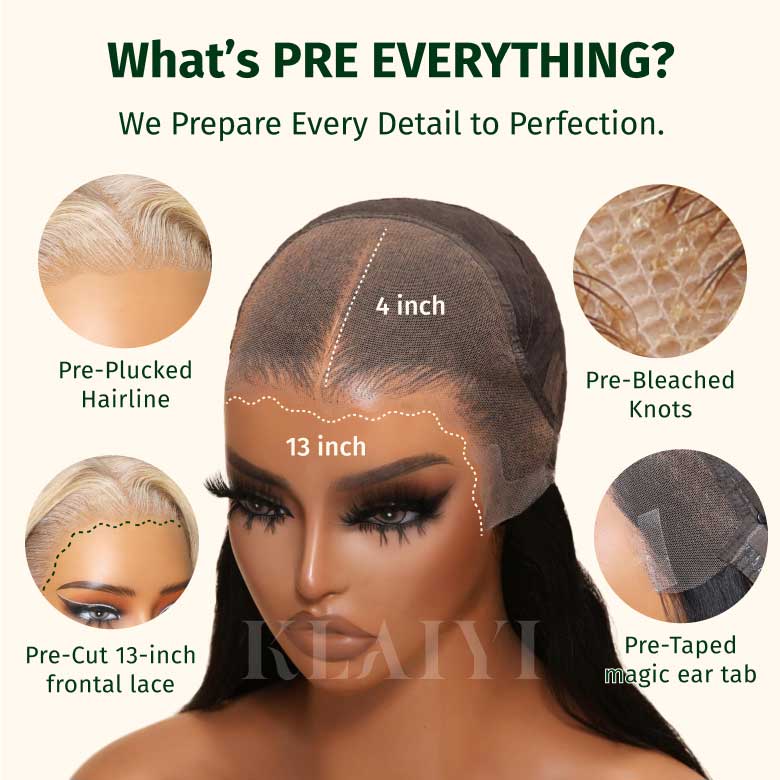 Extra 70% OFF |Klaiyi Ash Blonde Highlight 13x4 Pre-everything Put On and Go Glueless Lace Front Wig