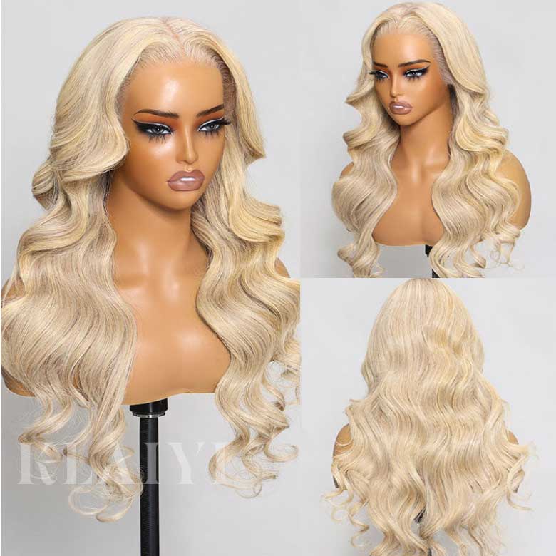 Extra 70% OFF |Klaiyi Ash Blonde Highlight 13x4 Pre-everything Put On and Go Glueless Lace Front Wig