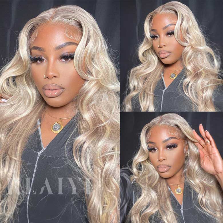 Extra 70% OFF |Klaiyi Ash Blonde Highlight 13x4 Pre-everything Put On and Go Glueless Lace Front Wig