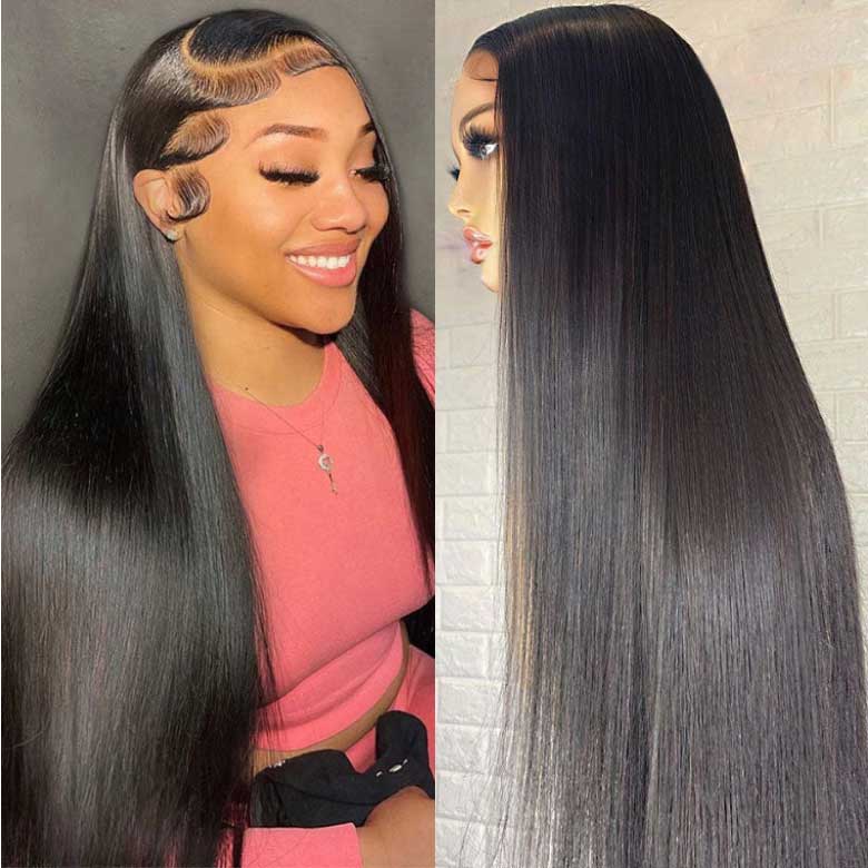 Klaiyi Silky Straight 13x4 Pre-Everything Lace Frontal Wig Real Ear To Ear Pre-Cut Lace Frontal Super Secure Wig