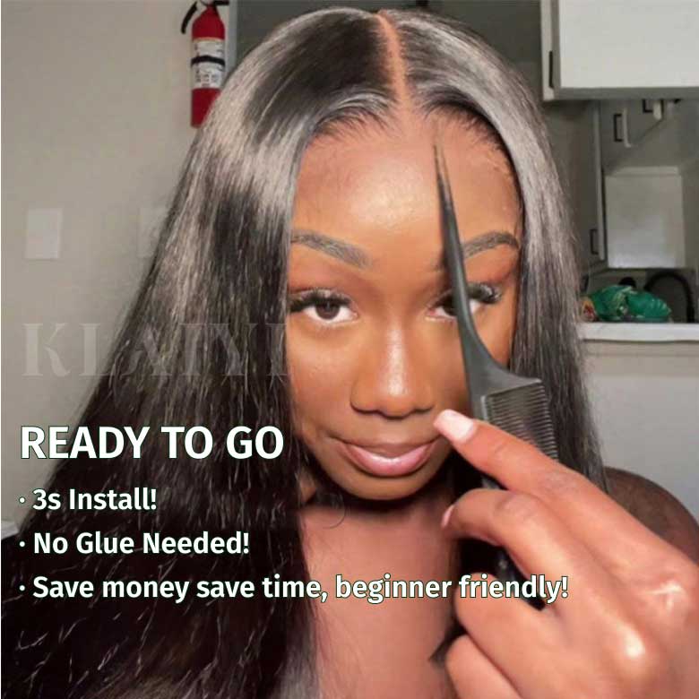 Klaiyi Silky Straight 13x4 Pre-Everything Lace Frontal Wig Real Ear To Ear Pre-Cut Lace Frontal Super Secure Wig