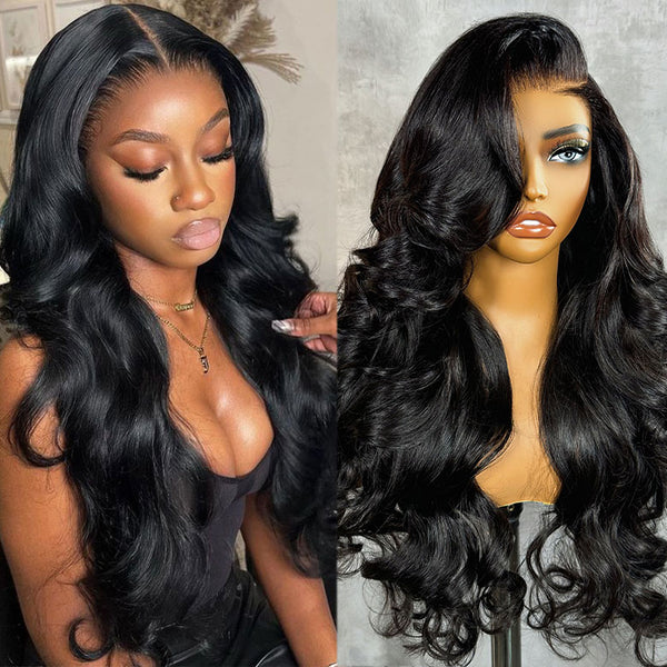 Klaiyi Body Wave No Glue Wigs 13x4 Invisible Transparent Lace Front Human Hair Wigs Pre-everything Wig