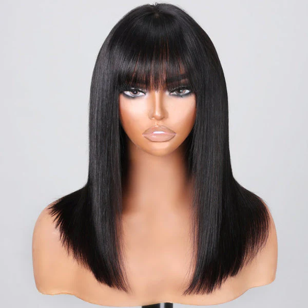 Down To $59 | Klaiyi Bob Wig With Bangs Wig Glueless Machine Made Beginner Friendly Human Hair Wig Flash Sale