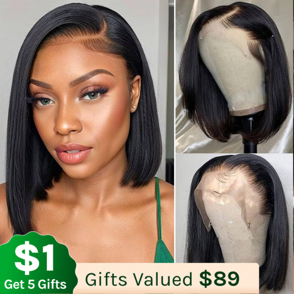 Klaiyi Put On and Go Glueless Bob Wig 13x4 Pre Everything/ 7×5 Bye Bye Knots Pre-Cut Lace Wig Beginner Friendly Flash Sale