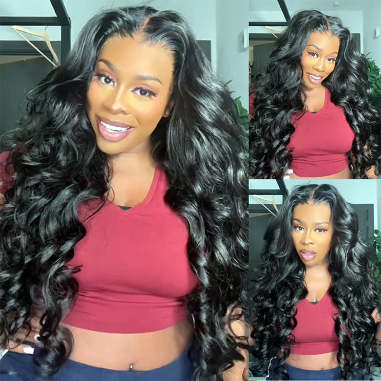 Klaiyi Body Wave No Glue Wigs 13x4 Invisible Transparent Lace Front Human Hair Wigs Pre-everything Wig