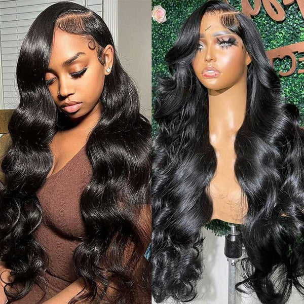 Klaiyi Body Wave No Glue Wigs 13x4 Invisible Transparent Lace Front Human Hair Wigs Pre-everything Wig