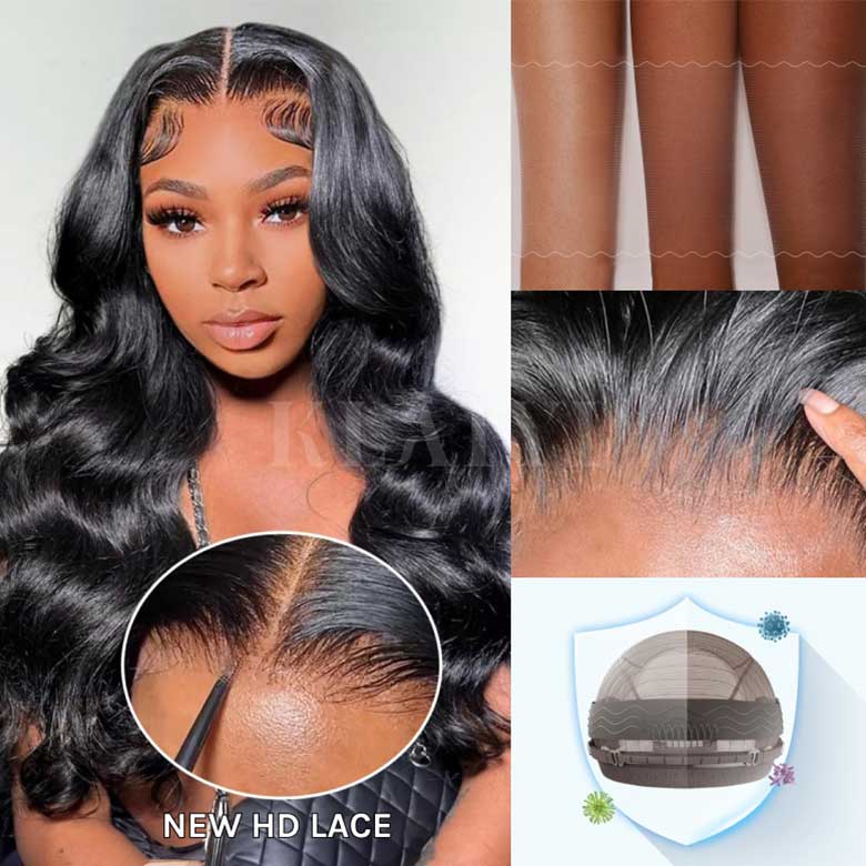 Klaiyi Real 5x5 HD Invisible Lace Closure Wigs 180% Glueless Wigs Melted All Skin 360 Lace Frontal Wig Human Hair