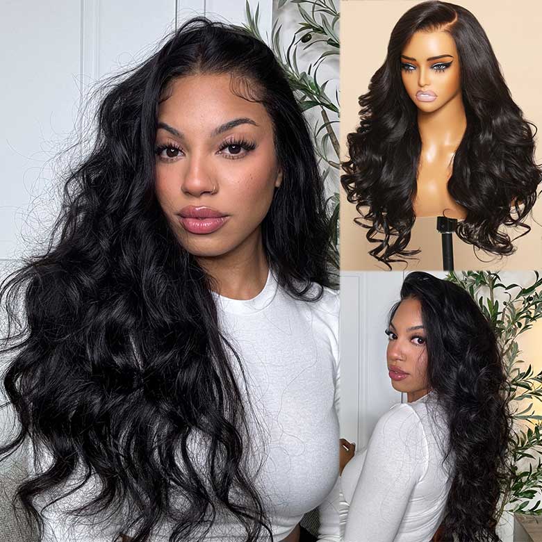 Klaiyi 13x4 Body Wave Pre-Everything™ Lace Frontal Wig Byebye Glue Lace Front Wigs with Invisible Knots