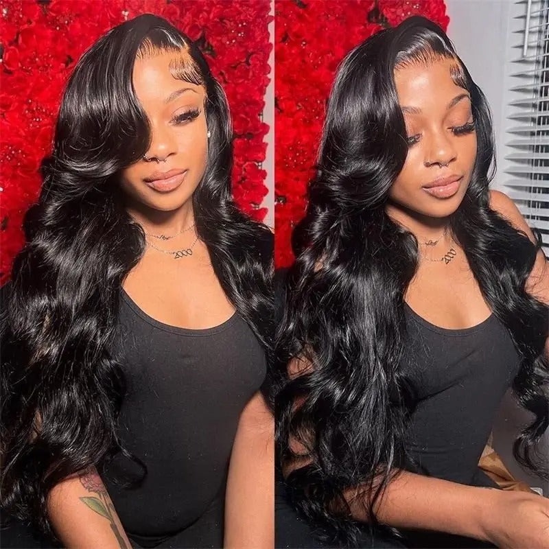 Klaiyi Body Wave No Glue Wigs 13x4 Invisible Transparent Lace Front Human Hair Wigs Pre-everything Wig