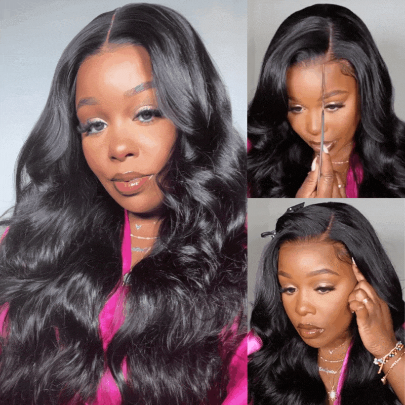 Klaiyi Body Wave No Glue Wigs 13x4 Invisible Transparent Lace Front Human Hair Wigs Pre-everything Wig