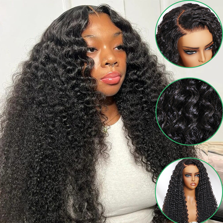 Klaiyi 180% 5x5 HD Deep Wave Lace Wig Skin Melt Blend Away™ HD Lace Wigs Glueless Human Hair Wigs