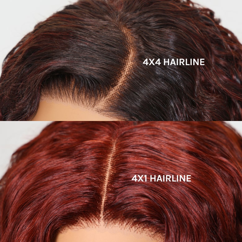 Klaiyi Ombre Black Cherry &Reddish Brown Double Wear Wig Water Wave Flip & Go Fast Transformation 100% Human Hair