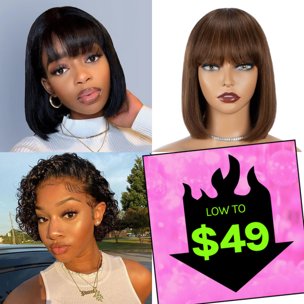 Low To $49 | Klaiyi Hair 100% Glueless Human Hair Wigs Black Friday Crazy Sale Limited Stock Flash Sale