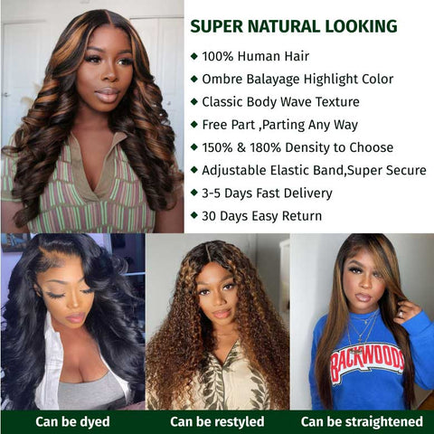 All Wigs Under $100 | Klaiyi Dark Root Brown Balayage Highlight Body Wave Lace Front Wig Flash Sale