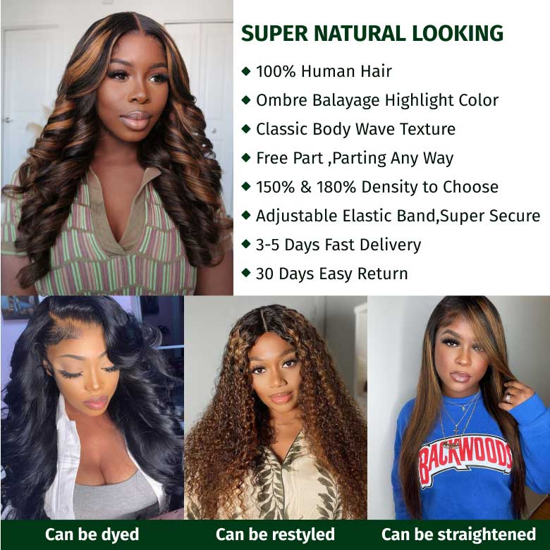 All Wigs Under $100 | Klaiyi Dark Root Brown Balayage Highlight Body Wave Lace Front Wig Flash Sale