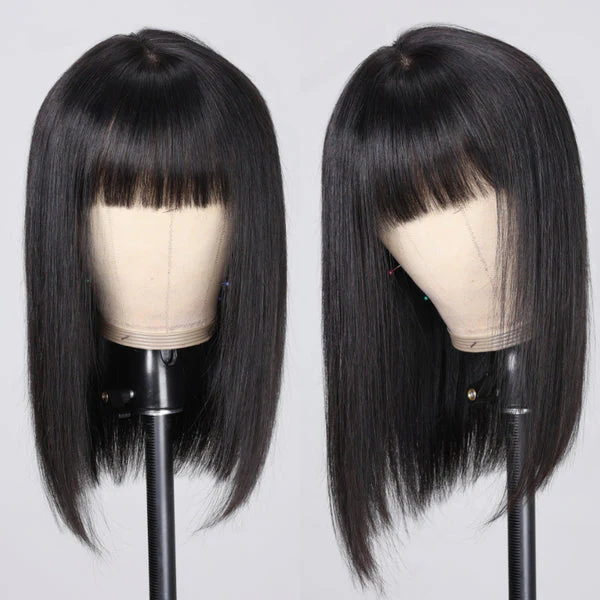 Down To $59 | Klaiyi Bob Wig With Bangs Wig Glueless Machine Made Beginner Friendly Human Hair Wig Flash Sale