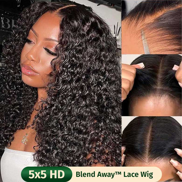 Klaiyi Water Wave 5x5 HD Blend Away™ Lace Wig 180% Glueless Wigs Melted All Skin Human Hair