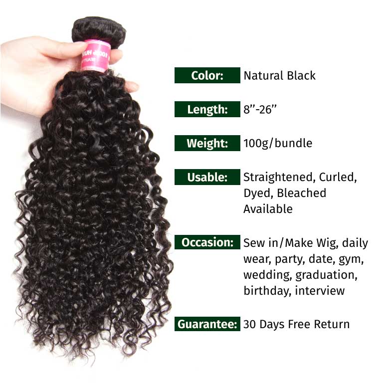 Klaiyi Hair 3 Bundles 100% Virgin Human Hair Curly Wave Hair Weft Deals Jerry Curly Flash Sale