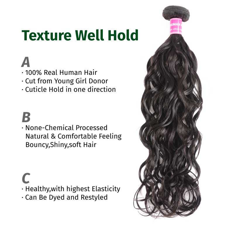 Klaiyi Hair Malaysian Natural Wave Virgin Human Hair Bundles 4 Pieces/pack Natural Color