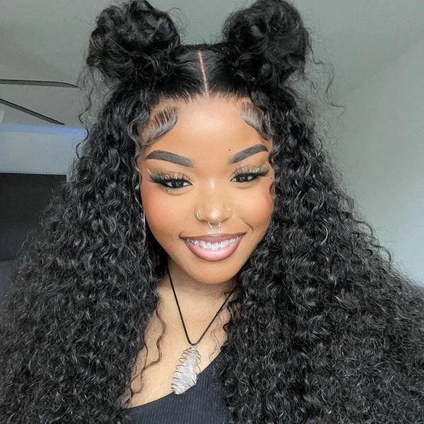 Klaiyi Jerry Curly Human Hair Wigs 7X5 Bye Bye Knots Lace Closure Wigs Flash Sale