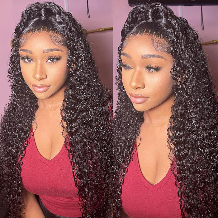 Klaiyi 7x5 Pre-Cut Lace Wig Bleach Knots Wigs Put On and Go Jerry Curly Human Hair Wig Beginner Wig