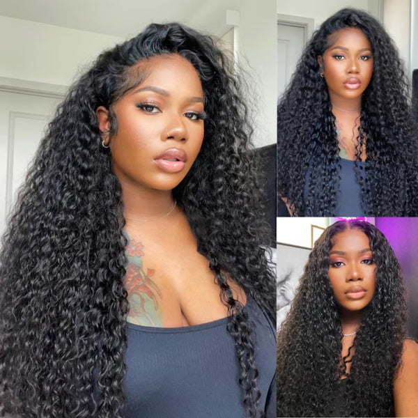 Klaiyi Jerry Curly Human Hair Wigs 7X5 Bye Bye Knots Lace Closure Wigs Flash Sale