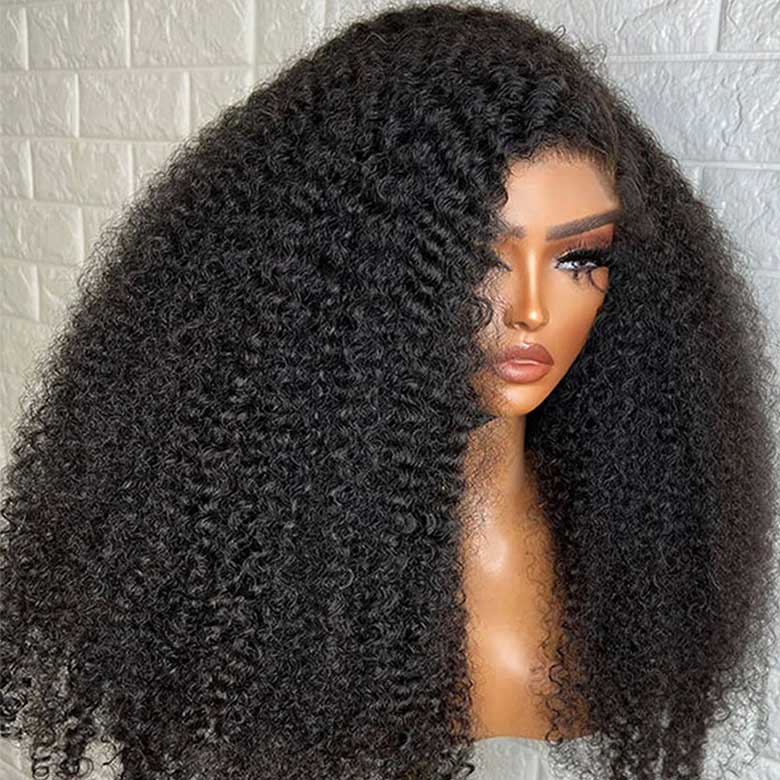 Klaiyi Kinky Curly 5x5 HD Transparent Lace Closure Glueless Wig 200% Density Flash Sale