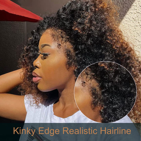 Klaiyi 4C Kinky Edge Wig Realistic Super Natural 4C Kinky Curly 7x5 Bye Bye Knots Wig Flash Sale