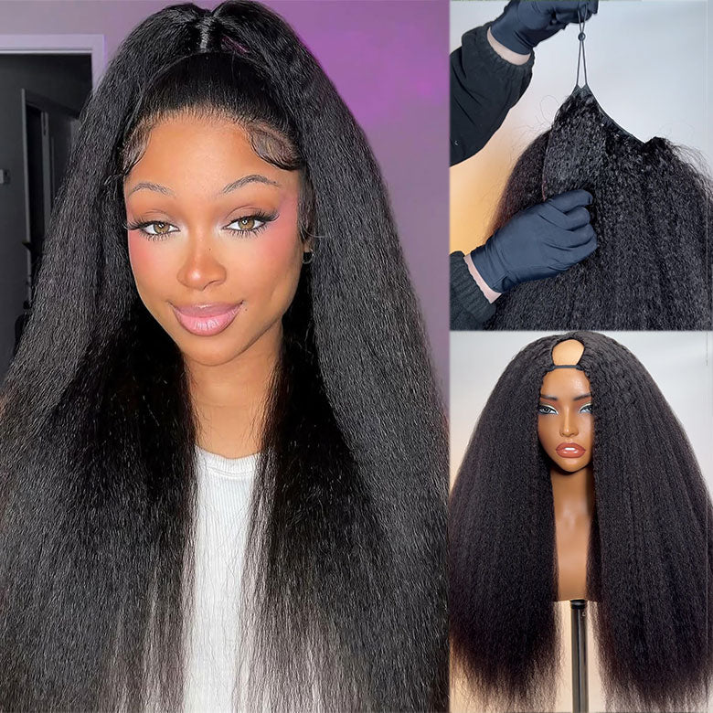 Klaiyi V Part Wig Kinky Straight Meets Real Scalp Beginner Friendly Afro Kinky Upgraded U Part Wigs