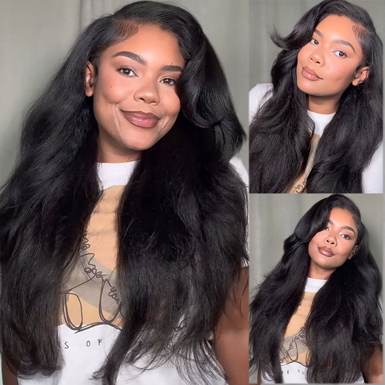 Klaiyi 3 Bundles Kinky Straight Human Hair Weft Deals on Sale 100% Human Bundles Flash Sale