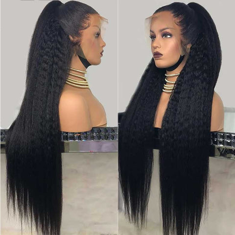 Under $100 | Up to 80% Off Flash Sale Yaki Straight 4C Kinky Edge Kinky Straight Lace Front Wig