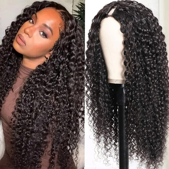 Klaiyi Kinky Curly U Part V Part Wig Virgin Human Hair Great