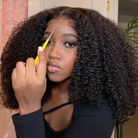 Klaiyi 4C Kinky Edge Wig Realistic Super Natural 4C Kinky Curly 7x5 Bye Bye Knots Wig Flash Sale