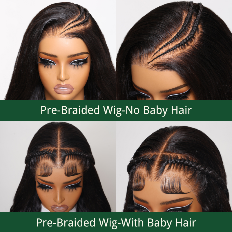 Klaiyi Water Wave 7x5 Bye Bye Knots Wig Put On and Go Glueless Human Hair Wigs Natural Black Color