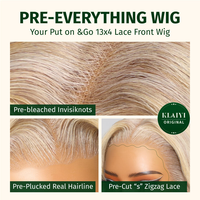 $100 OFF| Code: SAVE100 Klaiyi Ash Blonde 13x4 Pre-everything Put On and Go Glueless Lace Front Wig