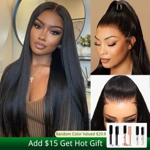 Klaiyi Straight Hair 7x5 Bye Bye Knots 13x4 Pre-Everything Put On and Go Glueless Wig  Flash Sale Affordable Lace Part Wig
