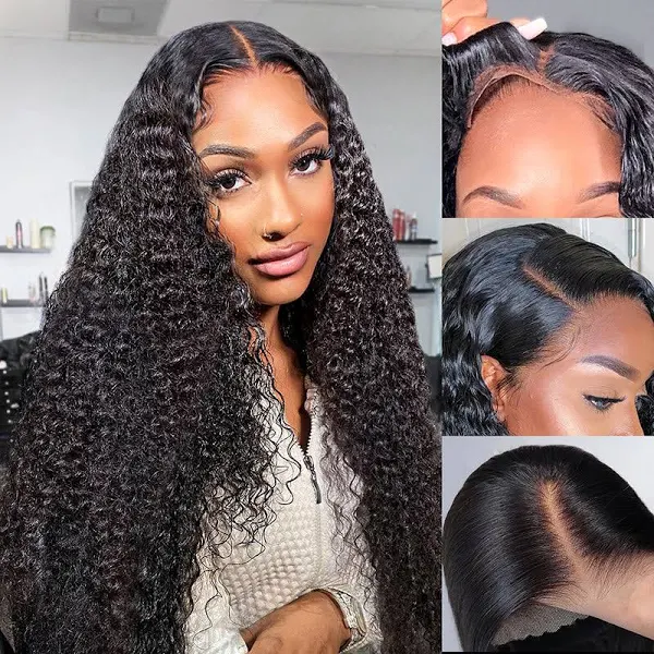 Klaiyi 180% Jerry Curly Hair 5x5 HD Lace Wig Pre-Cut Put On and Go Glueless Wig Flash Sale