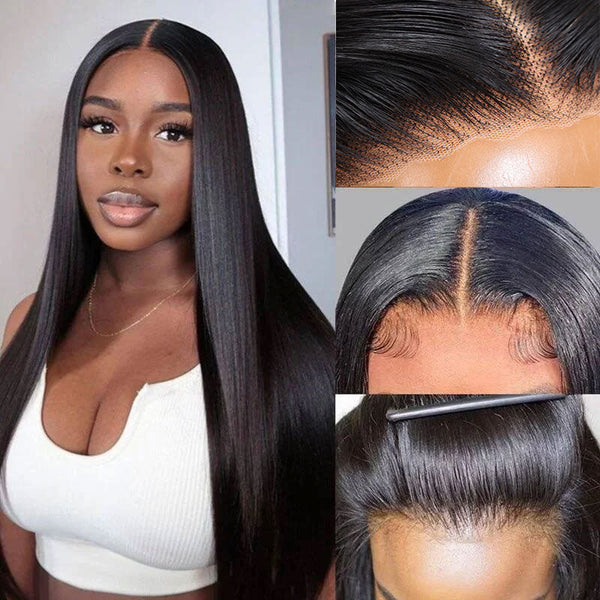 Klaiyi Straight Hair 7x5 Bye Bye Knots 13x4 Pre-Everything Put On and Go Glueless Wig  Flash Sale Affordable Lace Part Wig